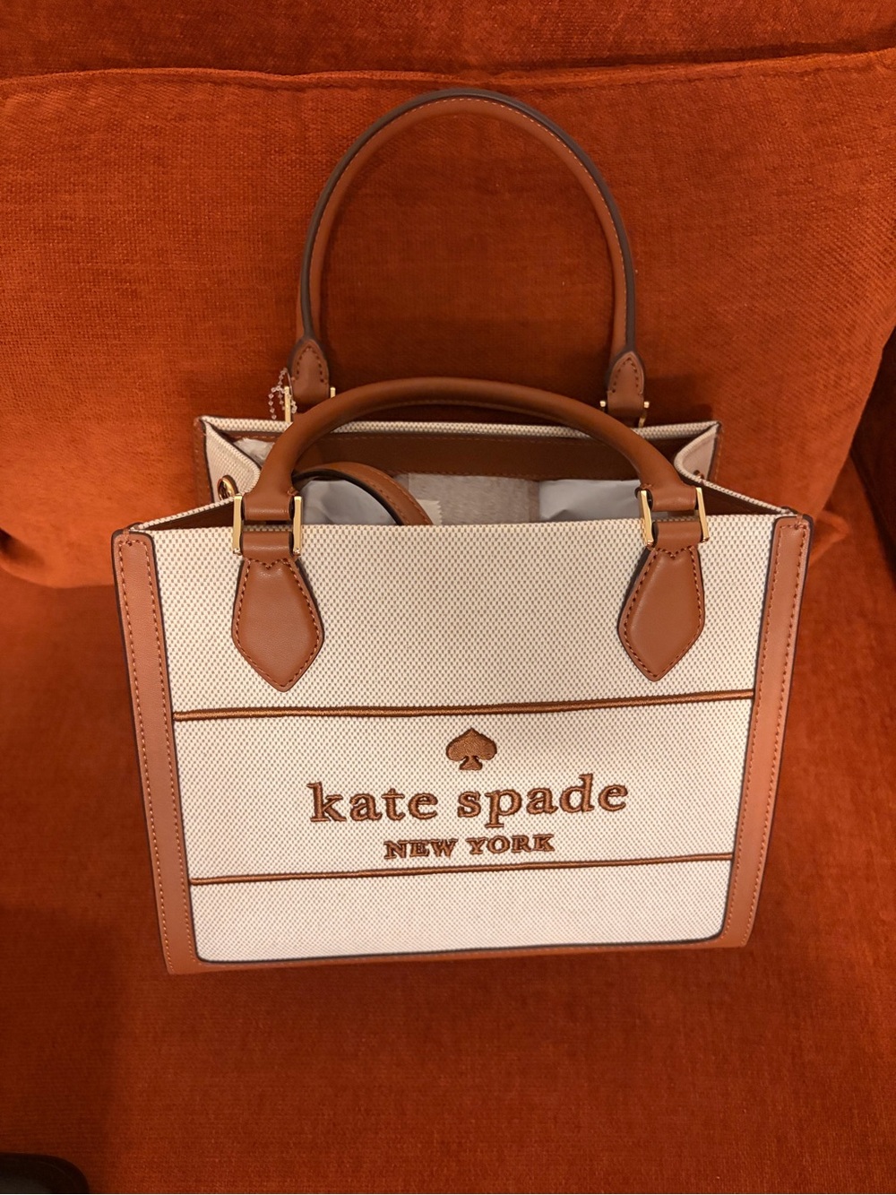 NWT Kate Spade Ellie Small Tote Warm Gingerbread Canvas Satchel KK098 - Picture 8 of 9
